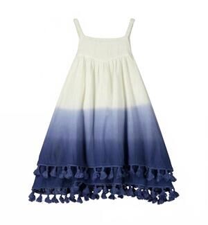 NEW POPPET & FOX girls' sleeveless ombré dress in cream and blue